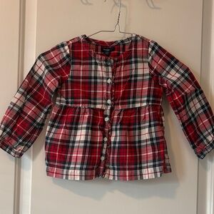 GAP Red and Blue Plaid Button-Down Shirt